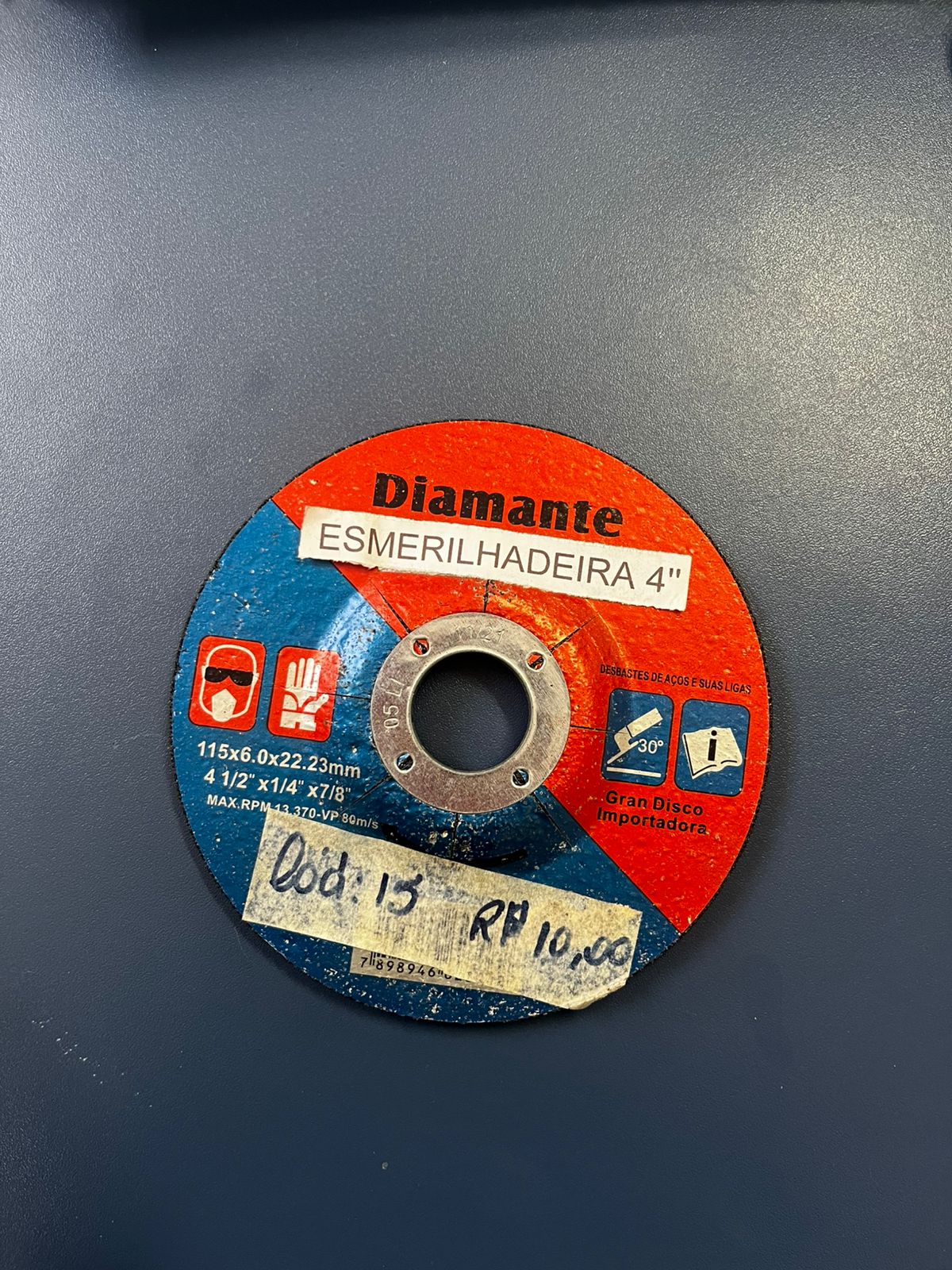 Disco de desbaste 4.1/2" (115 x 6,0 mm) para locação